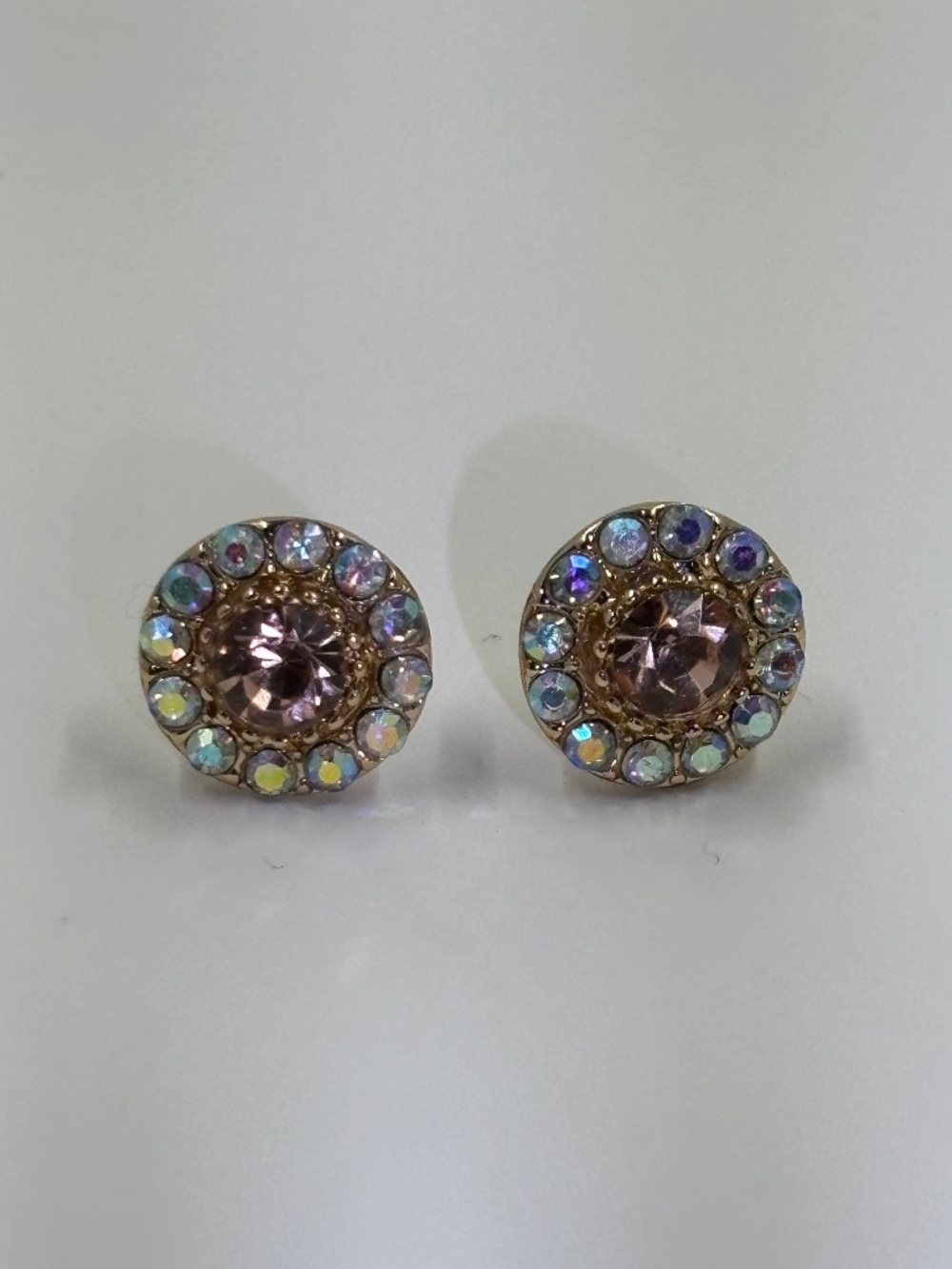 Vintage-inspired gold-tone crystal stud earrings